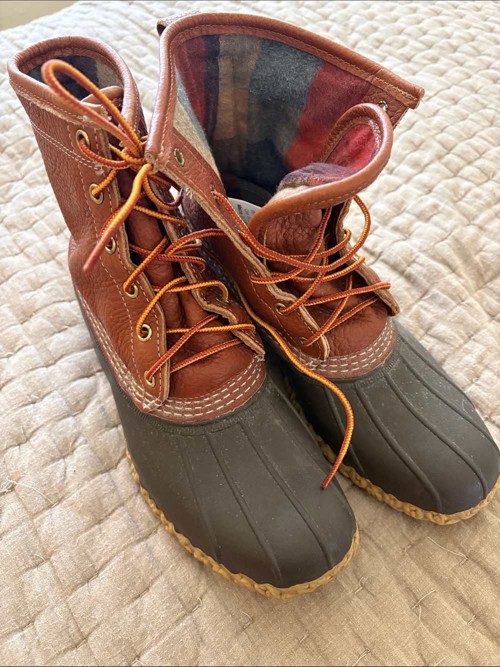 L.L. Bean Chestnut Leather Bean Boots with Black Rubber